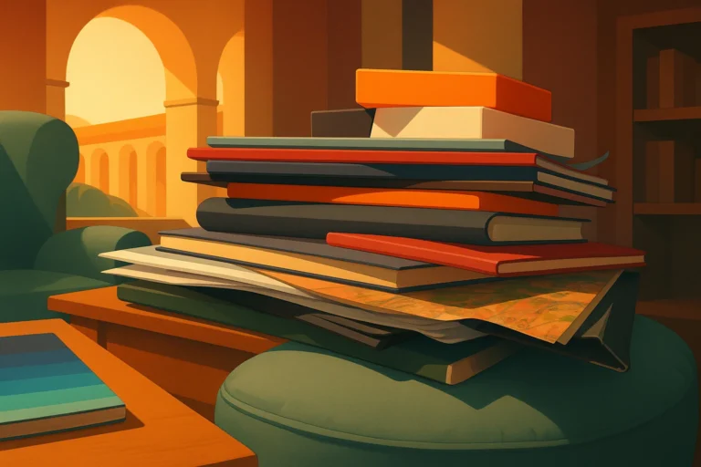 A photo of many prospectuses, stacked on top of one another